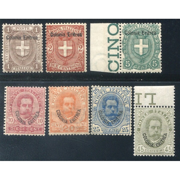 1895 Eritrea seconda emissione 7 val. nuovi