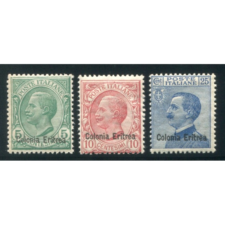 1908/9 Eritrea Michetti e Leoni serie 3 val.