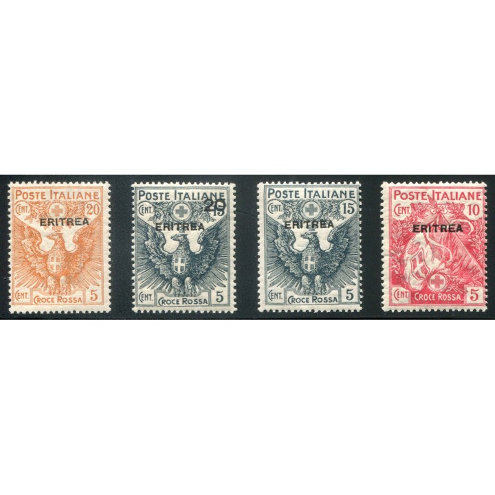 1916 Eritrea Croce Rossa serie 4 val. nuovi
