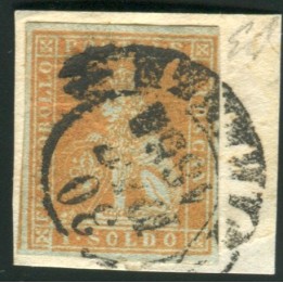 1851/2 Toscana 1 soldo bistro arancio su grigio 