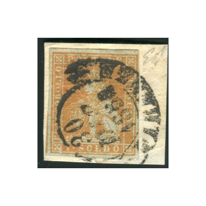 1851/2 Toscana 1 soldo bistro arancio su grigio 