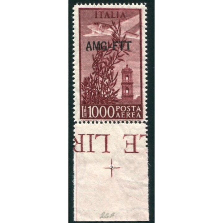 1952 Trieste A 1000 lire PA dent. 14 x 13 1/4 
