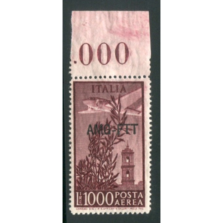 1952 Trieste A 1000 lire PA dent. 14 x 13 1/4 